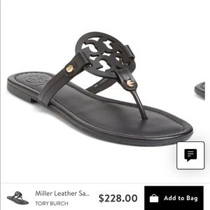 Tory Burch Miller Leather Sandal- Black Leather